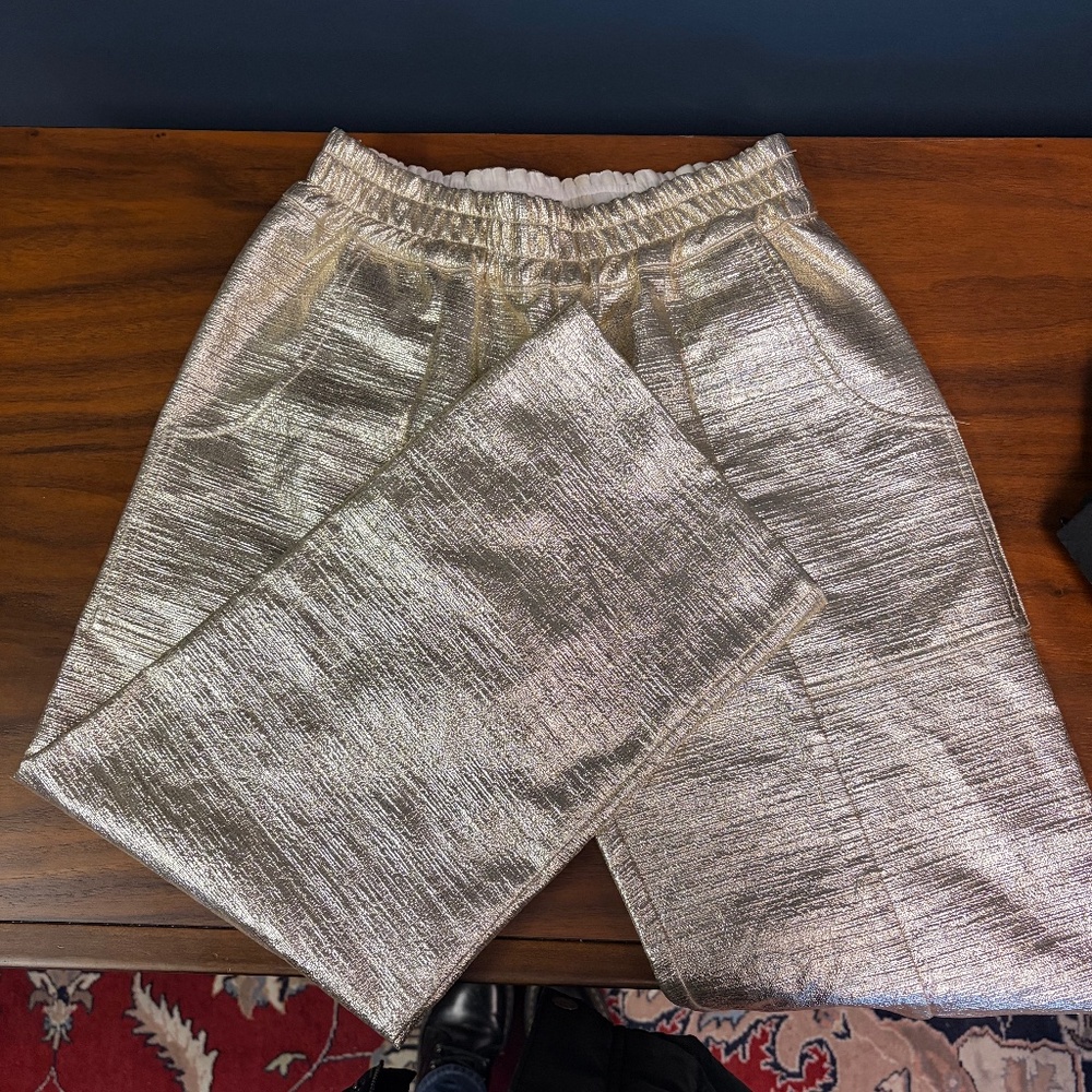 NWT Nikki Chasin Metallic Wide Leg Pants | Size XS